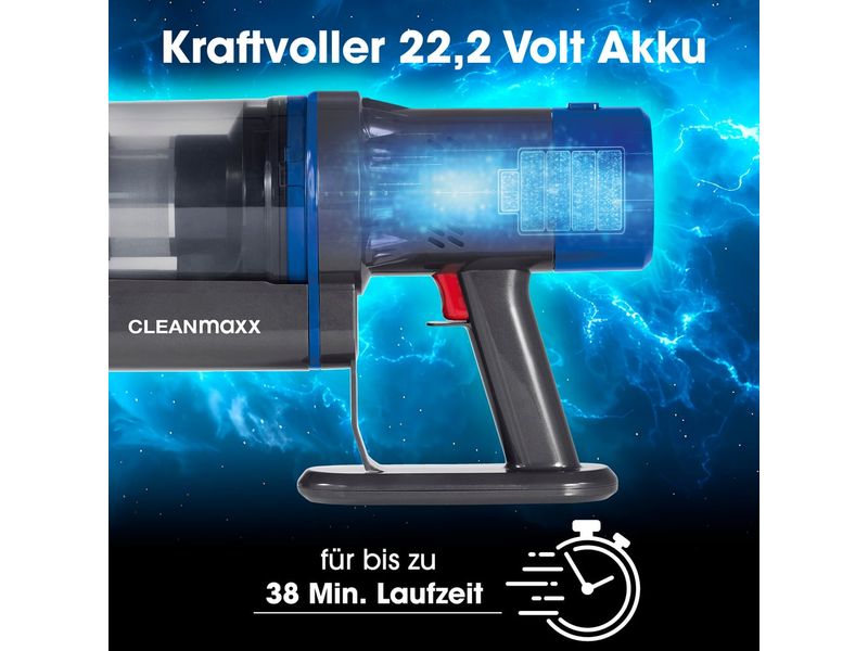 CLEANmaxx Akku-Hand- und Stielsauger Grau / Blau