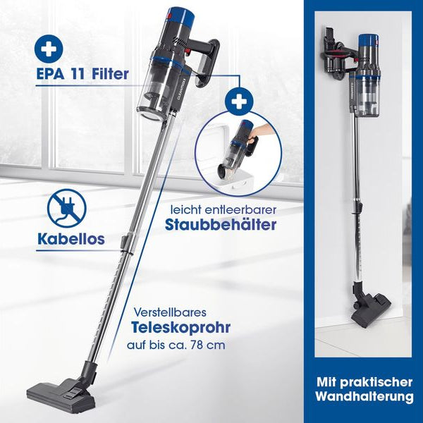 CLEANmaxx Akku-Hand- und Stielsauger Grau / Blau