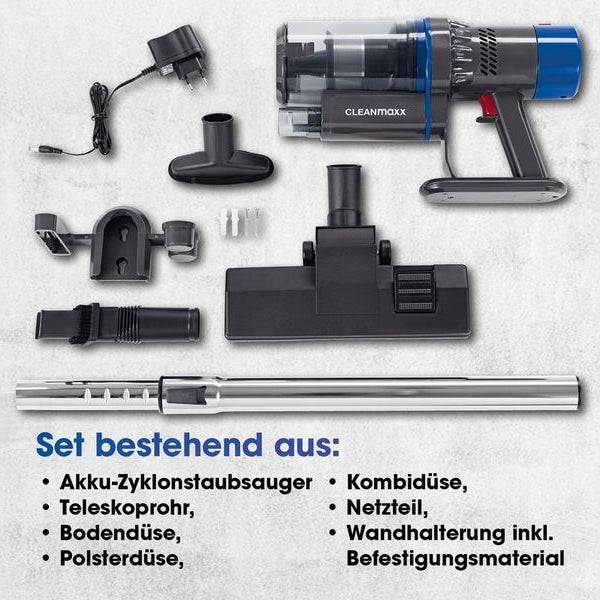 CLEANmaxx Akku-Hand- und Stielsauger Grau / Blau