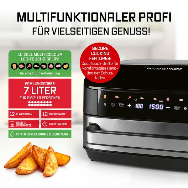 GOURMETmaxx Heissluftfritteuse mit XXL-Garfläche 7 l