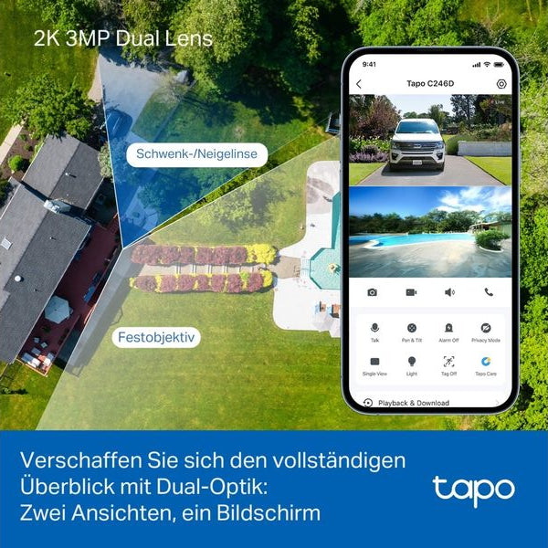 TP-Link Netzwerkkamera Tapo C246D 2K QHD, 2.4 GHz, 360°