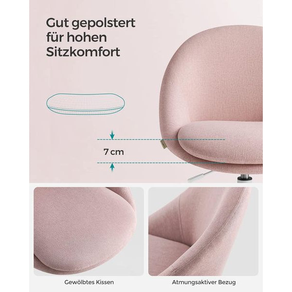 Songmics Bürostuhl mit Fusskreuz, Rosa