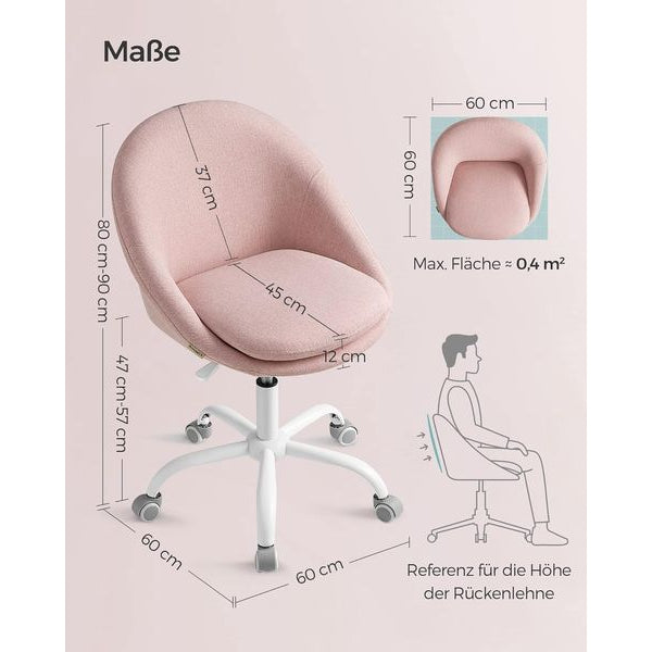 Songmics Bürostuhl mit Fusskreuz, Rosa