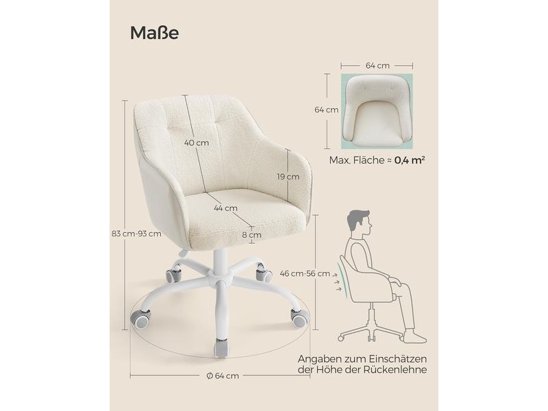 Songmics Bürostuhl mit Fusskreuz, Capuccino