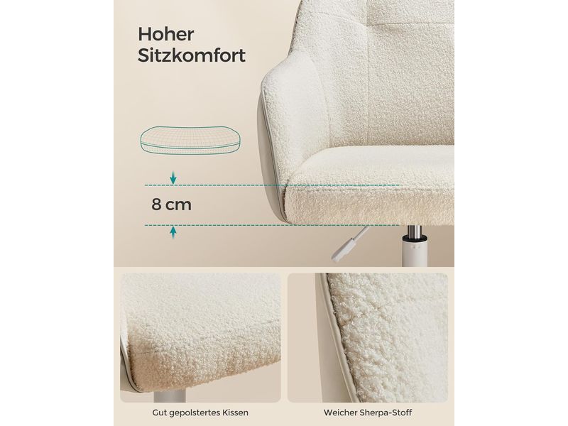 Songmics Bürostuhl mit Fusskreuz, Capuccino