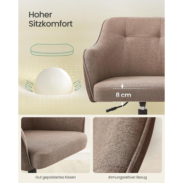 Songmics Bürostuhl mit Fusskreuz, Braun