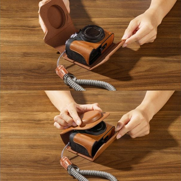 Smallrig Ledertaschen-Set für Canon PowerShot V1 Braun