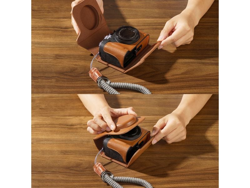 Smallrig Ledertaschen-Set für Canon PowerShot V1 Braun