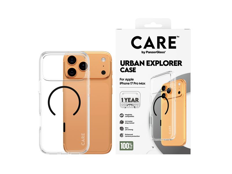 CARE Flagship Case Urban Combat iPhone 17 Pro Max Transp./Black