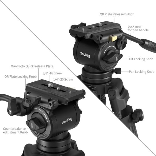Smallrig AD14 Hochleistungs-Kohlefaserstativ