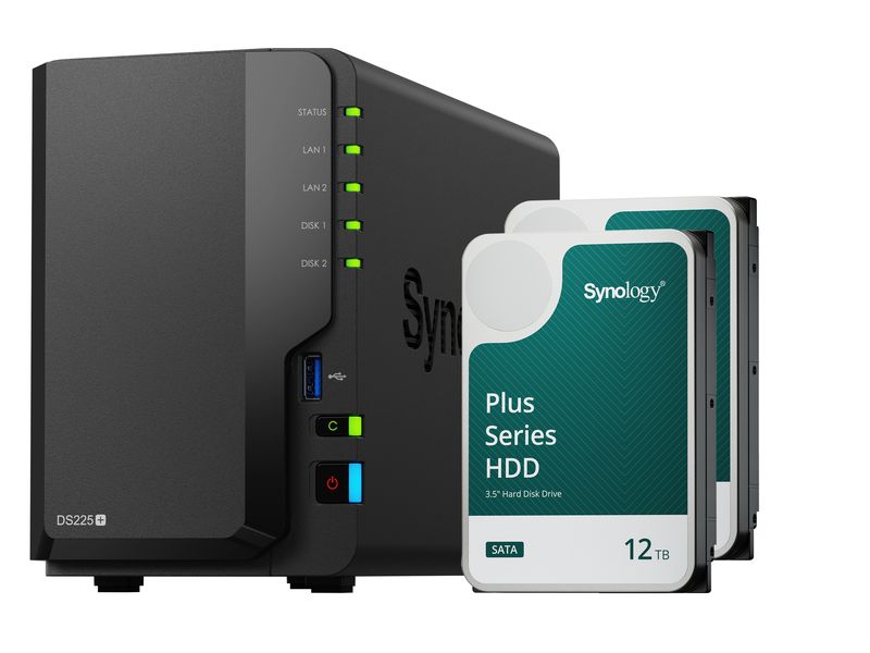 Synology NAS DiskStation DS225+ 2-bay HDD 24 TB
