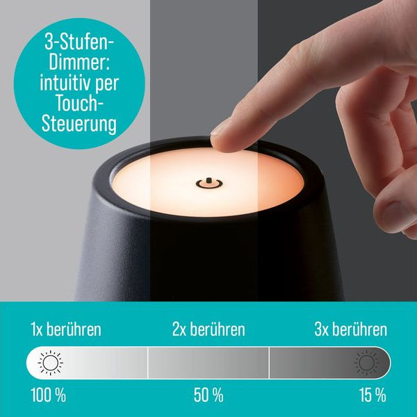 EASYmaxx Tischleuchte mit USB-Anschluss Schwarz