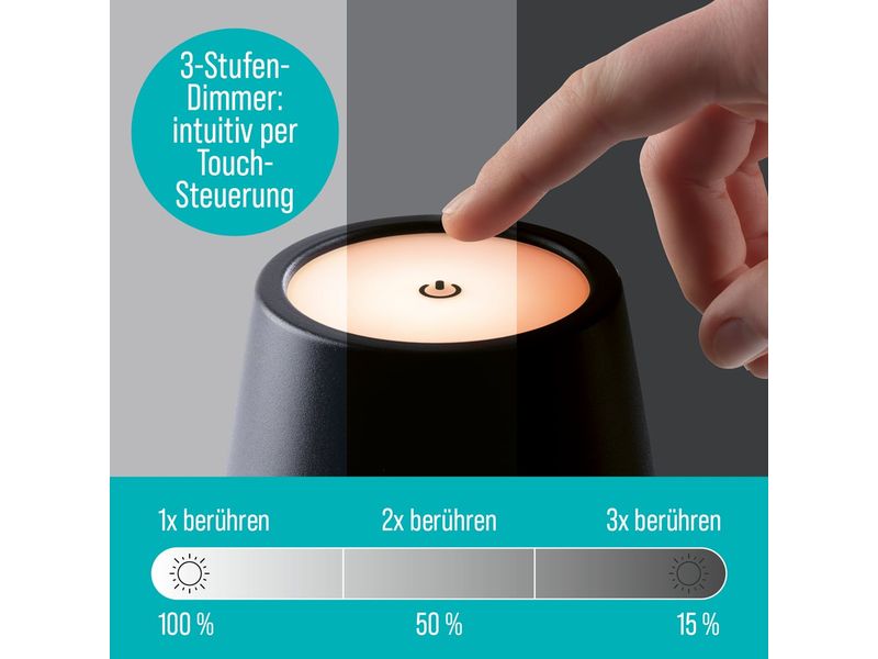 EASYmaxx Tischleuchte mit USB-Anschluss Schwarz