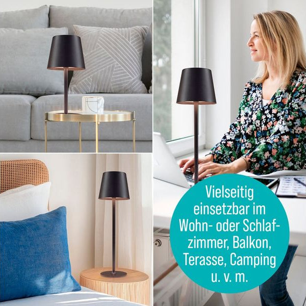 EASYmaxx Tischleuchte mit USB-Anschluss Schwarz