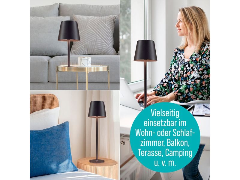 EASYmaxx Tischleuchte mit USB-Anschluss Schwarz