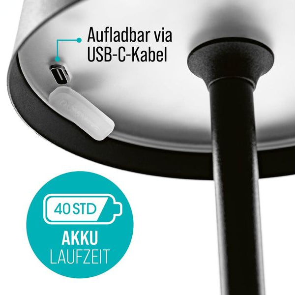 EASYmaxx Tischleuchte mit USB-Anschluss Schwarz