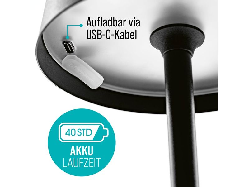 EASYmaxx Tischleuchte mit USB-Anschluss Schwarz