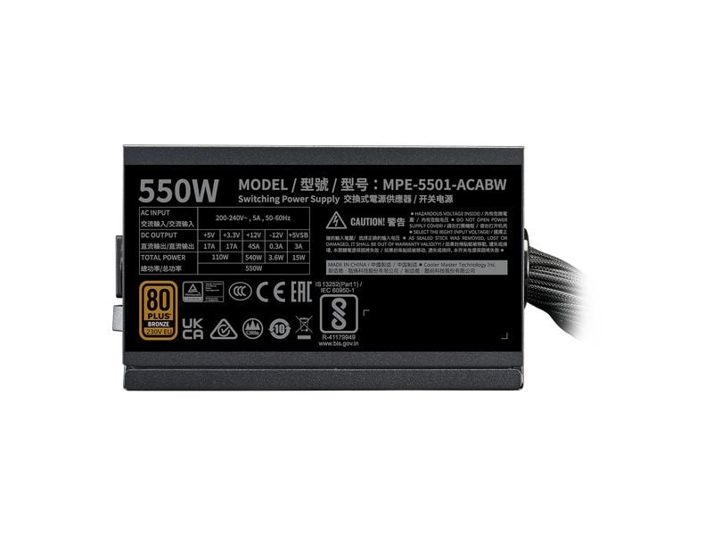 Cooler Master Netzteil MWE Bronze 550 V3 230 V 550 W