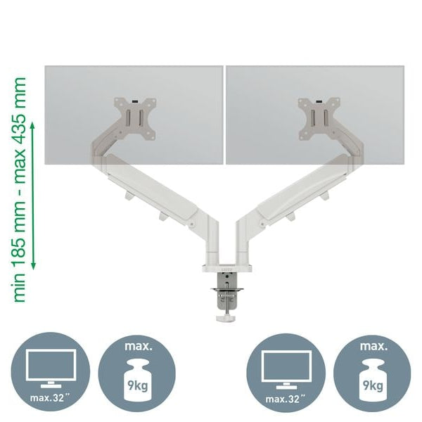 Leitz Tischhalterung Dual Monitorarm Ergo bis 9 kg – Grau