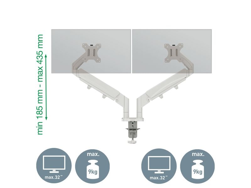 Leitz Tischhalterung Dual Monitorarm Ergo bis 9 kg – Grau
