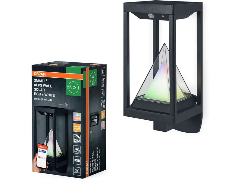 OSRAM Outdoor Wandleuchte SMART+ Solar Alps RGB + W