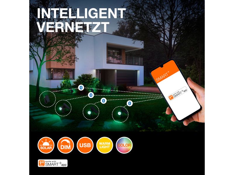 OSRAM Outdoor Gartenspot SMART+ Solar Erdspiess RGB + W