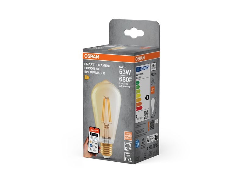 OSRAM Leuchtmittel E53 SMART+ WiFi, E27, 6 W, WW