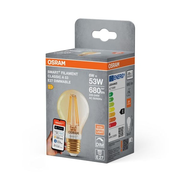 OSRAM Leuchtmittel A53 SMART+ WiFi, E27, 6 W, WW