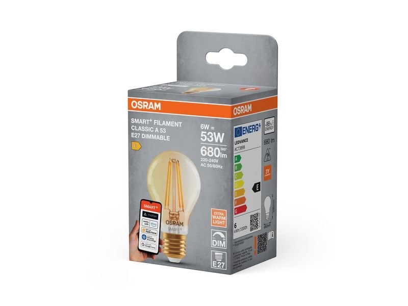 OSRAM Leuchtmittel A53 SMART+ WiFi, E27, 6 W, WW