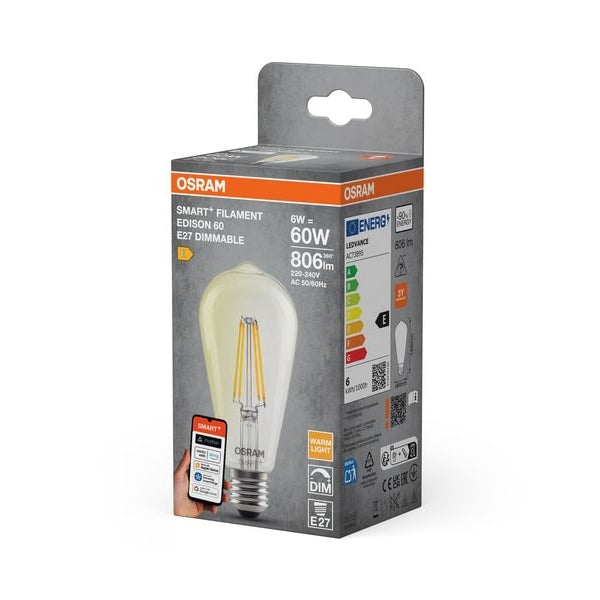 OSRAM Leuchtmittel SMART+ WiFi Classic, E27, 2700 K, filament klar