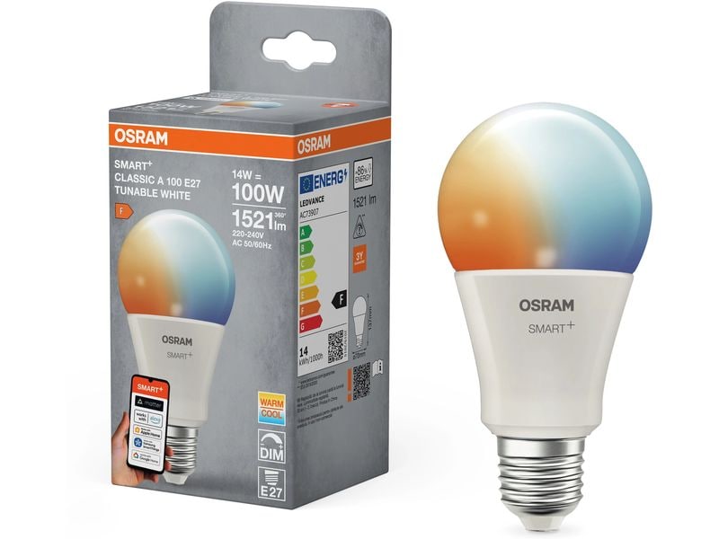 OSRAM Leuchtmittel A100 SMART+ WiFi E27, 14W, TW