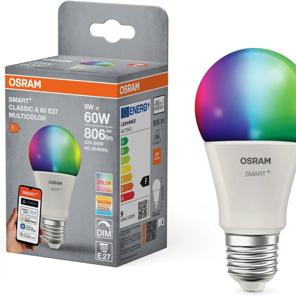 OSRAM Leuchtmittel A60 SMART+ MATTER E27, 9 W, RGB