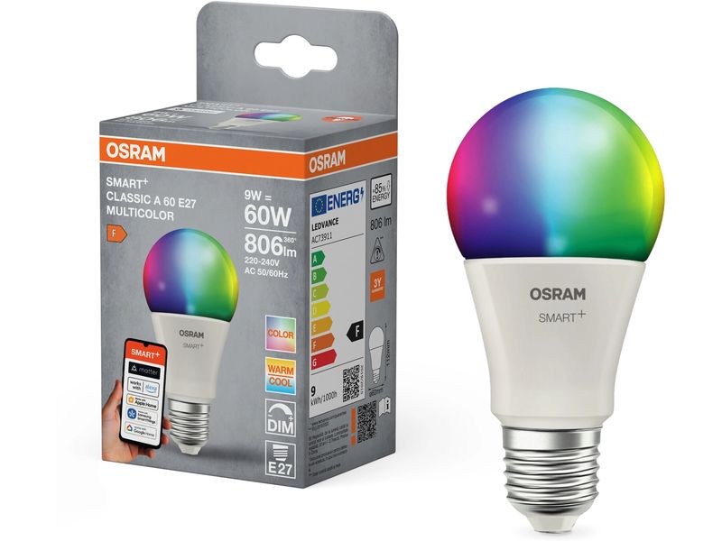 OSRAM Leuchtmittel A60 SMART+ MATTER E27, 9 W, RGB