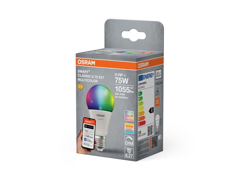 OSRAM Leuchtmittel A75 SMART+ MATTER E27, 9.5 W, RGBW