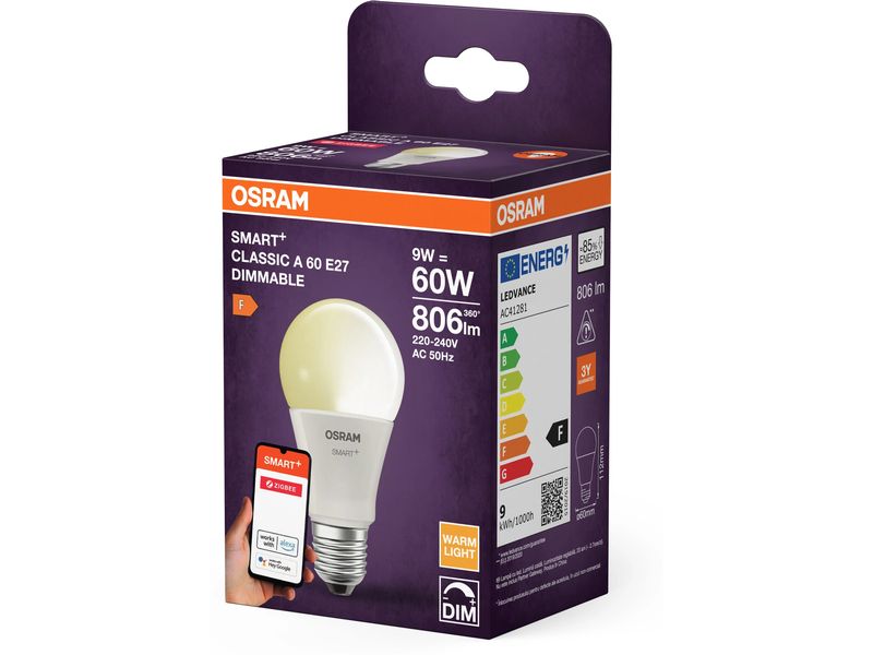 OSRAM Leuchtmittel A60 SMART+ ZigBee, E27, 9 W, WW