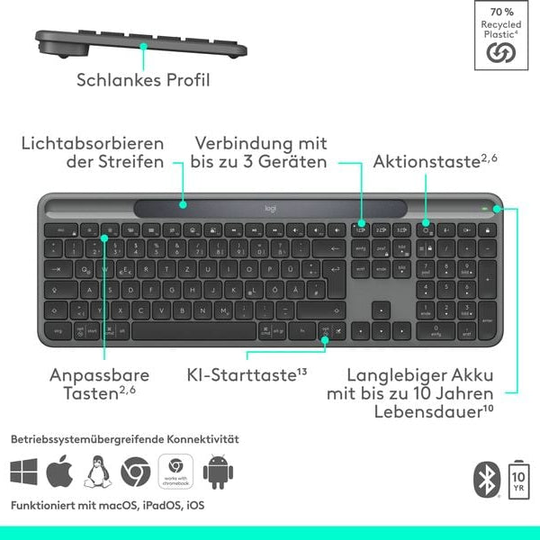 Logitech Tastatur Slim Solar+