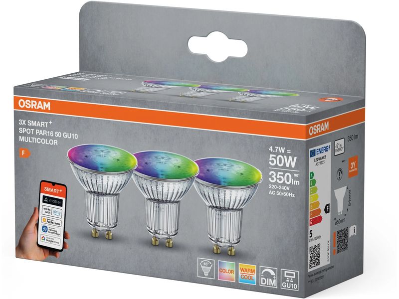 OSRAM Leuchtmittel SMART+ WiFi GU10 RGBW, 3 Stück