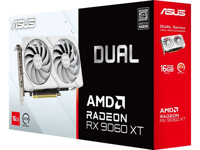 ASUS Grafikkarte Dual Radeon RX9060XT 16G Weiss