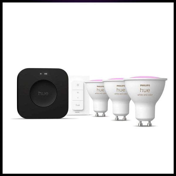 Philips Hue 3 GU10-Lampen + Dimmschalter + Hue Bridge Pro
