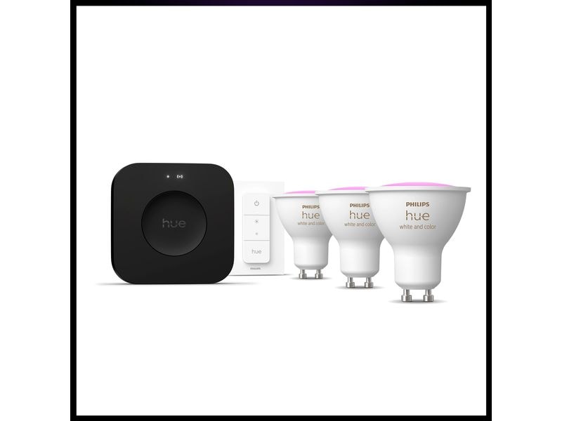 Philips Hue 3 GU10-Lampen + Dimmschalter + Hue Bridge Pro
