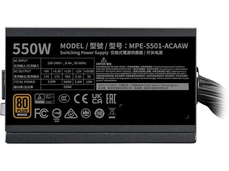Cooler Master Netzteil MWE 550 Bronze V – V3 550 W