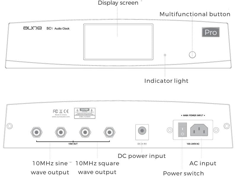 Aune SC1 EVO Hochpräzise 10 MHz Masterclock Schwarz