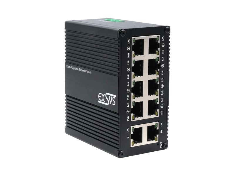 Exsys Industrieller Ethernet Mini PoE-Switch 10x 1 Gbps 10 Port