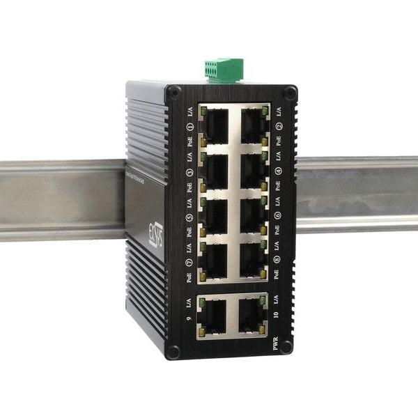 Exsys Industrieller Ethernet Mini PoE-Switch 10x 1 Gbps 10 Port