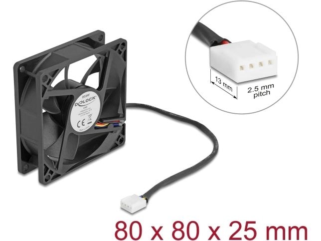 Delock PC-Lüfter 24 V DC, 80 x 80 x 25 mm