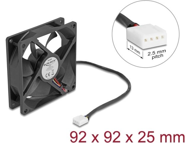 Delock PC-Lüfter 24 V DC, 92 x 92 x 25 mm