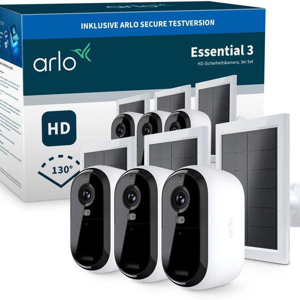 Arlo Essential 3 HD, 3er Set mit Solarpanel