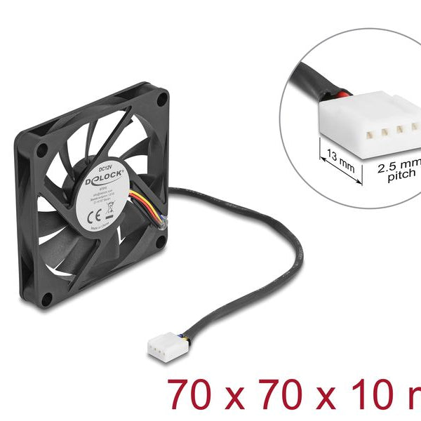 Delock PC-Lüfter 12 V DC, 70 x 70 x 10 mm