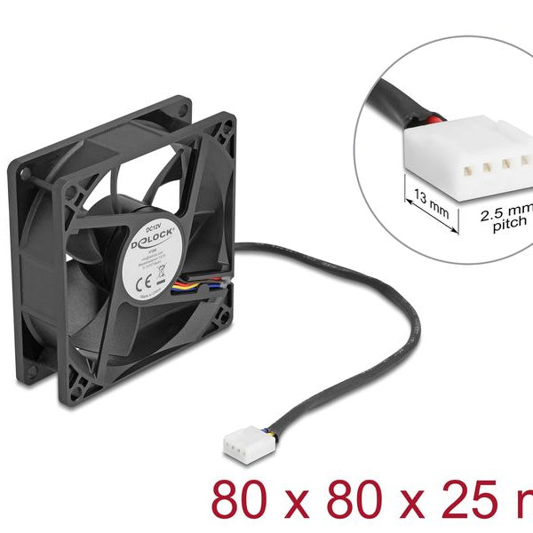Delock PC-Lüfter 12 V DC, 80 x 80 x 25 mm