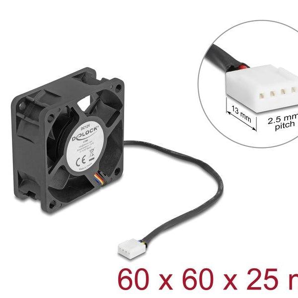 Delock PC-Lüfter 12 V DC, 60 x 60 x 25 mm